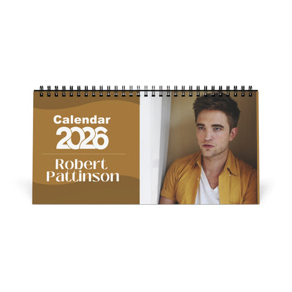Robert Pattinson 2026 Desk Calendar | Celebrity Spiral Bound Photo Calendar | Fan Collectible Gift | Stylish Desk & Office Décor