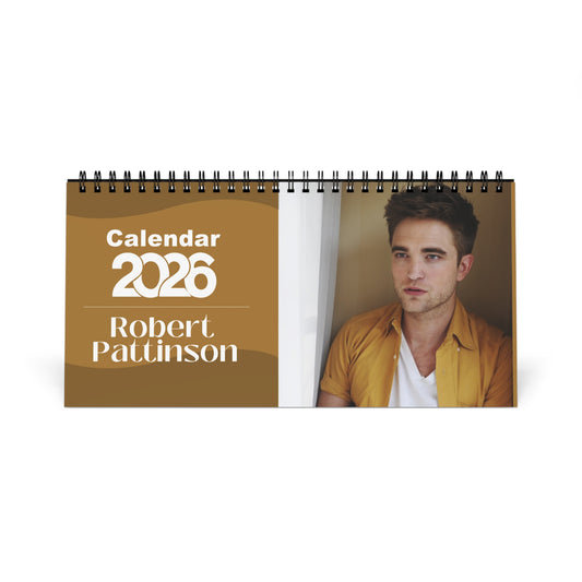 Robert Pattinson 2026 Desk Calendar | Celebrity Spiral Bound Photo Calendar | Fan Collectible Gift | Stylish Desk & Office Décor