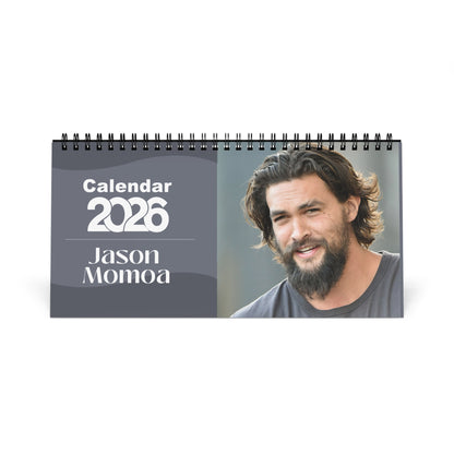 Jason Momoa 2026 Desk Calendar | Premium Spiral Bound Celebrity Photo Calendar | Fan Collectible Gift | Stylish Desk & Office Décor