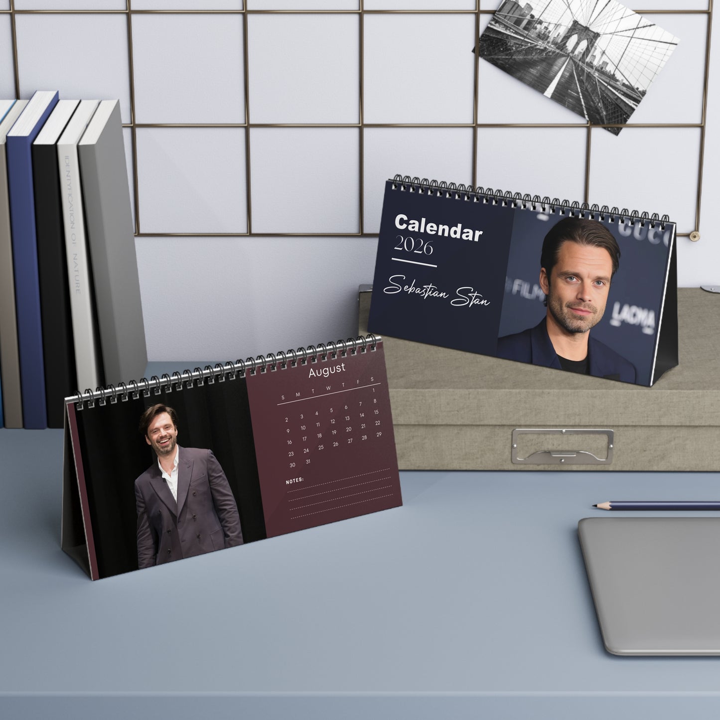 Sebastian Stan 2026 Desk Calendar | Celebrity Photo Calendar | Stylish Desk Accessory & Perfect Fan Gift