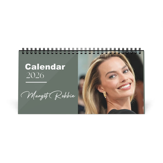 Margot Robbie 2026 Desk Calendar | Premium Spiral Bound Celebrity Photo Calendar | High-Quality Fan Gift & Desk Décor