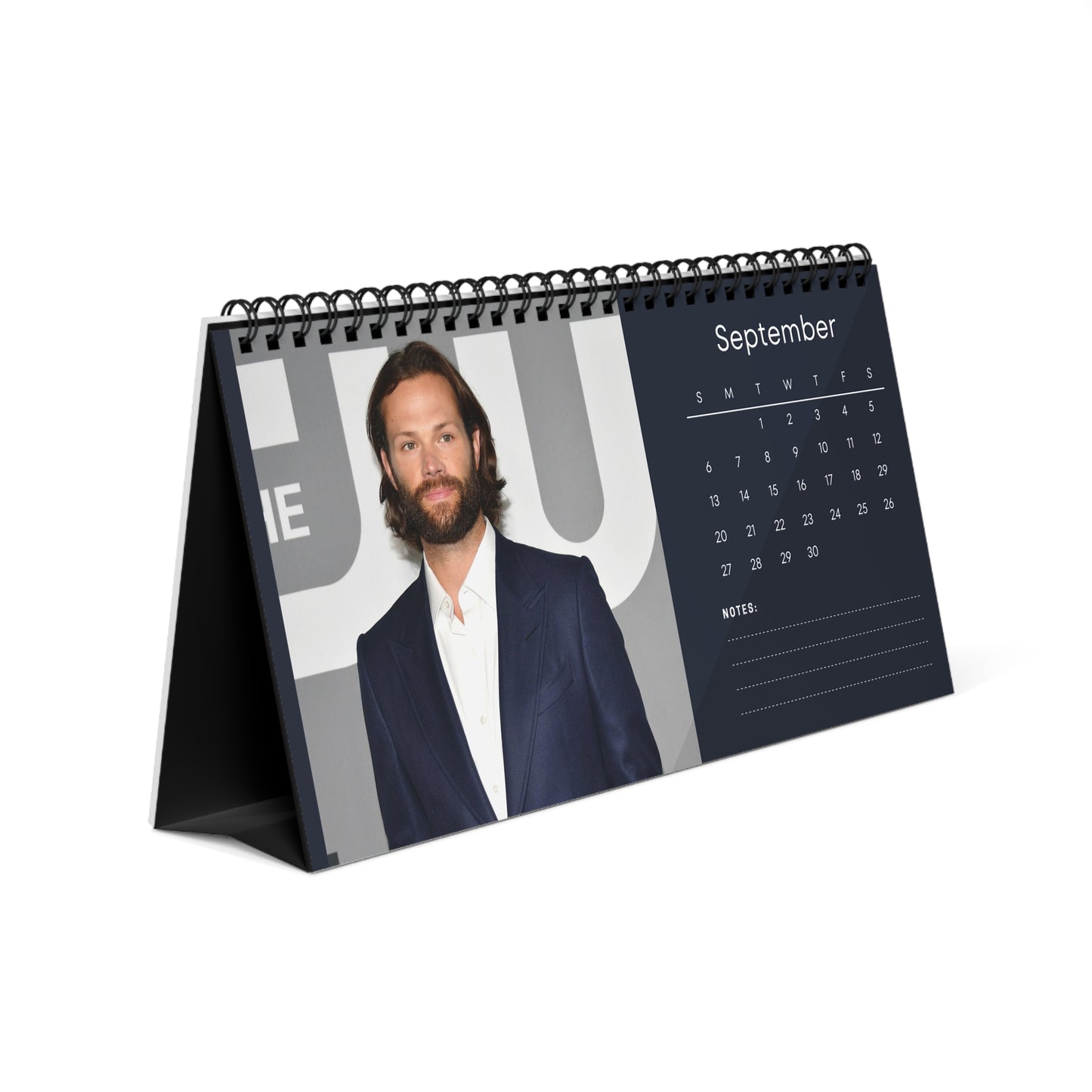 Jared Padalecki 2026 Desk Calendar | Premium Spiral Bound Celebrity Photo Calendar | High-Quality Fan Gift & Desk Décor