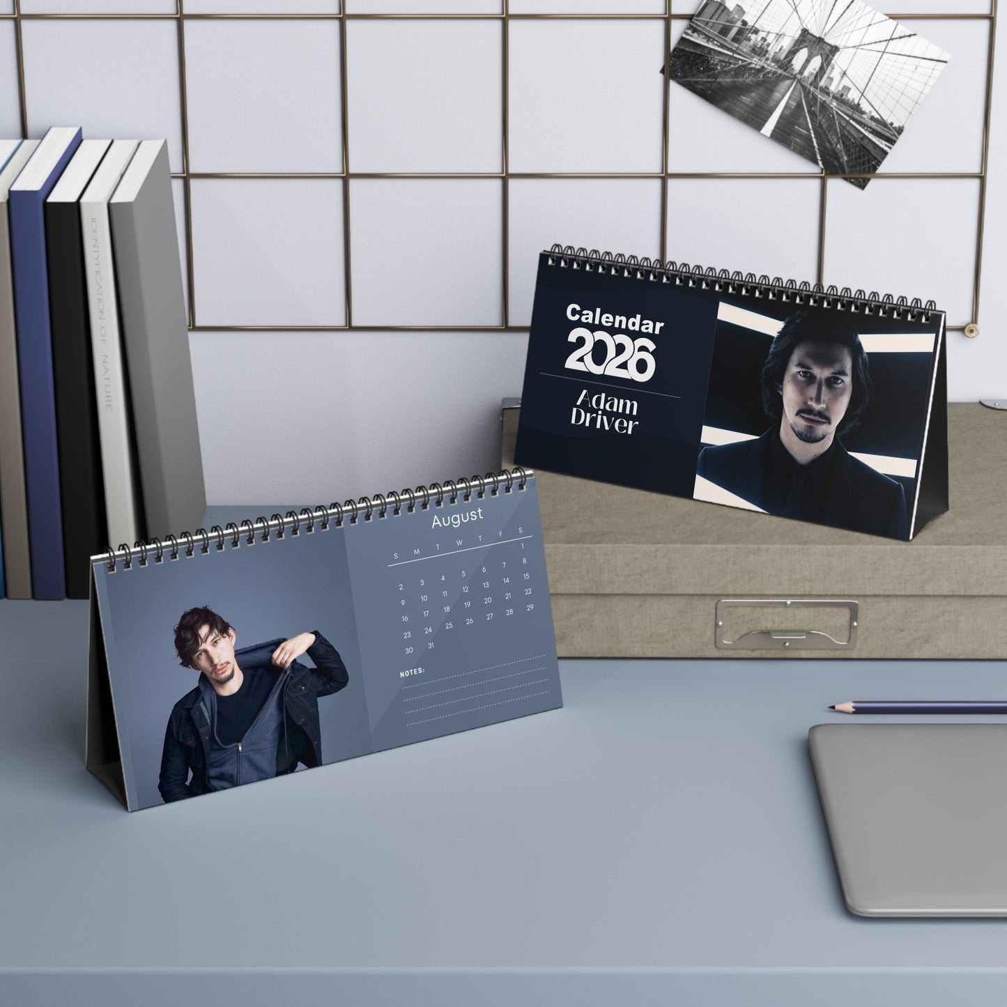 Adam Driver 2026 Desk Calendar | Premium Spiral Bound Celebrity Photo Calendar | Collectible Fan Gift | Stylish Desk & Office Décor