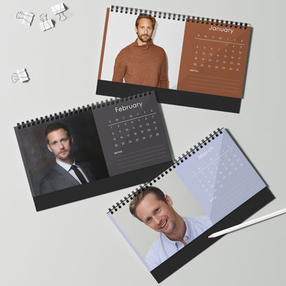 Alexander Skarsgård 2026 Desk Calendar | Premium Spiral Bound Celebrity Photo Calendar | Collectible Gift for Fans | Stylish Desk & Office Décor