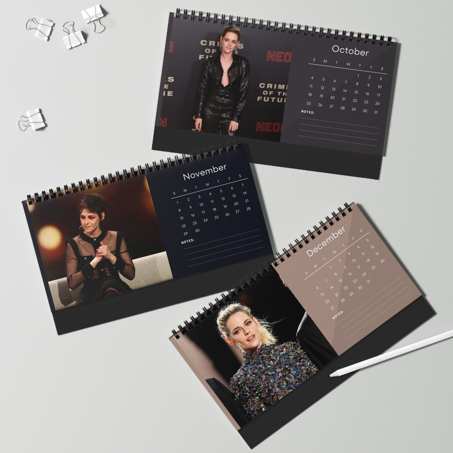 Kristen Stewart 2026 Desk Calendar | Twilight & Spencer Actress | Celebrity Gift | Office Decor