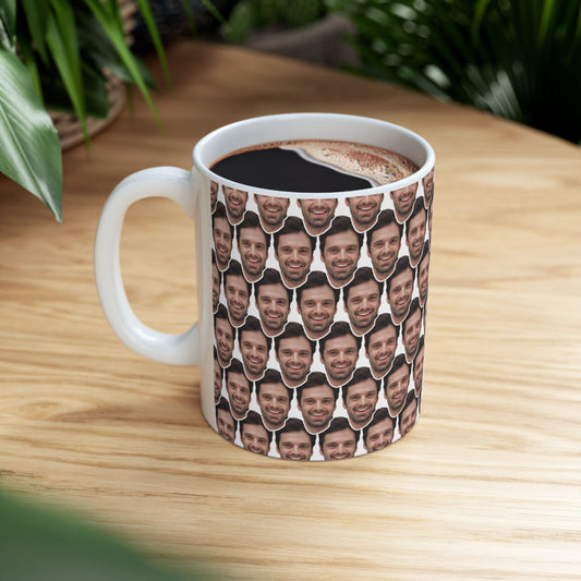 Sebastian Stan Face Pattern Ceramic Mug | Unique Gift for Sebastian Stan Fans