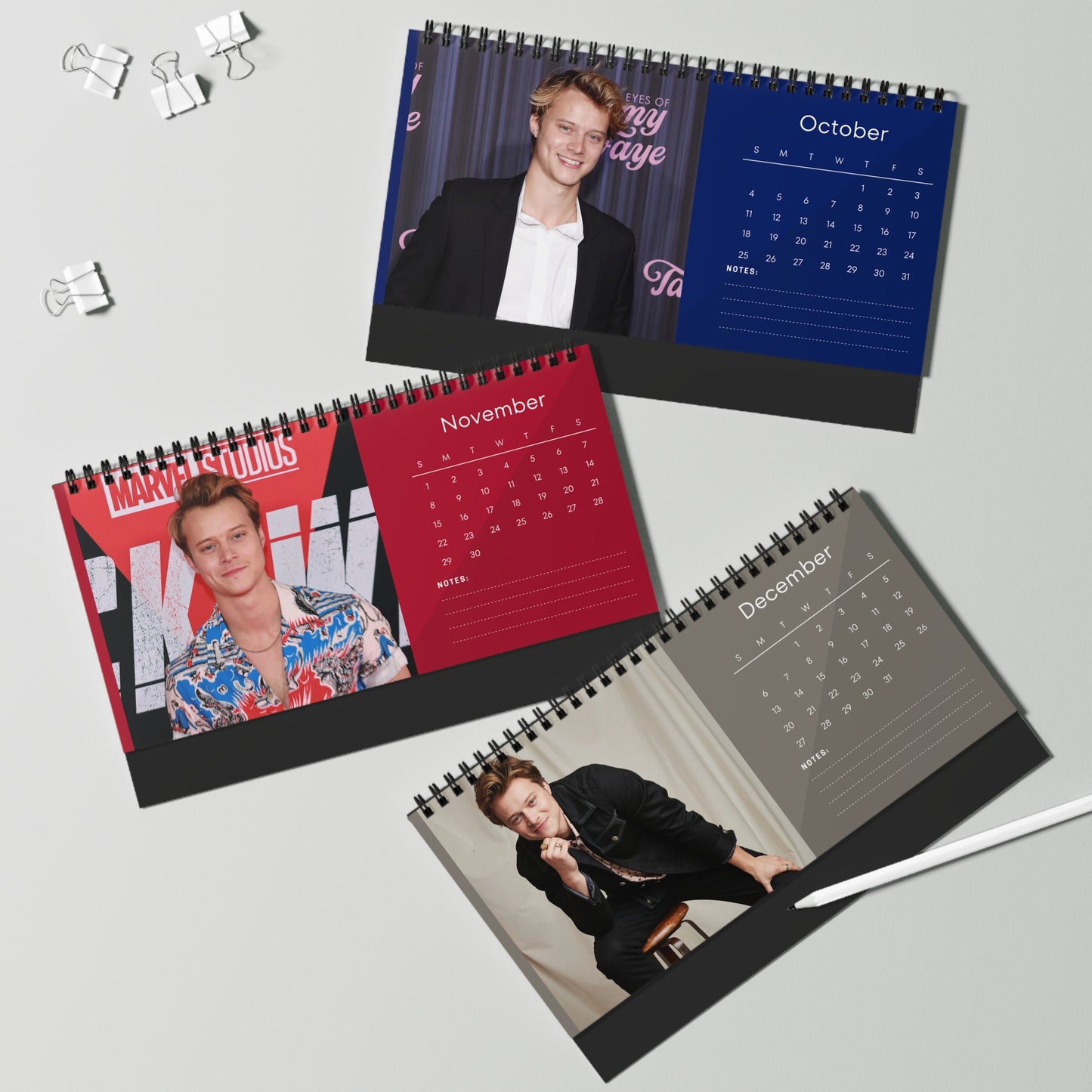 Rudy Pankow 2026 Desk Calendar | Premium Spiral Bound Celebrity Photo Calendar | High-Quality Fan Gift & Desk Décor