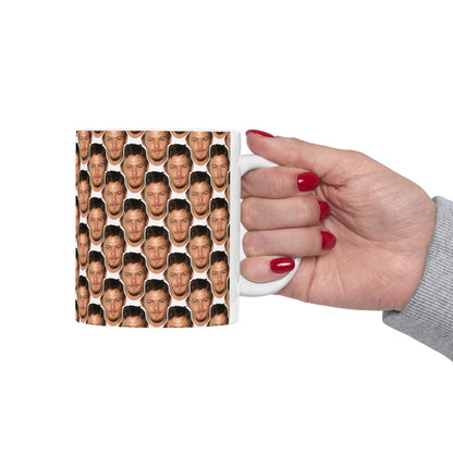 Michael Cera Face Pattern Ceramic Mug | Unique Gift for Michael Cera Fans