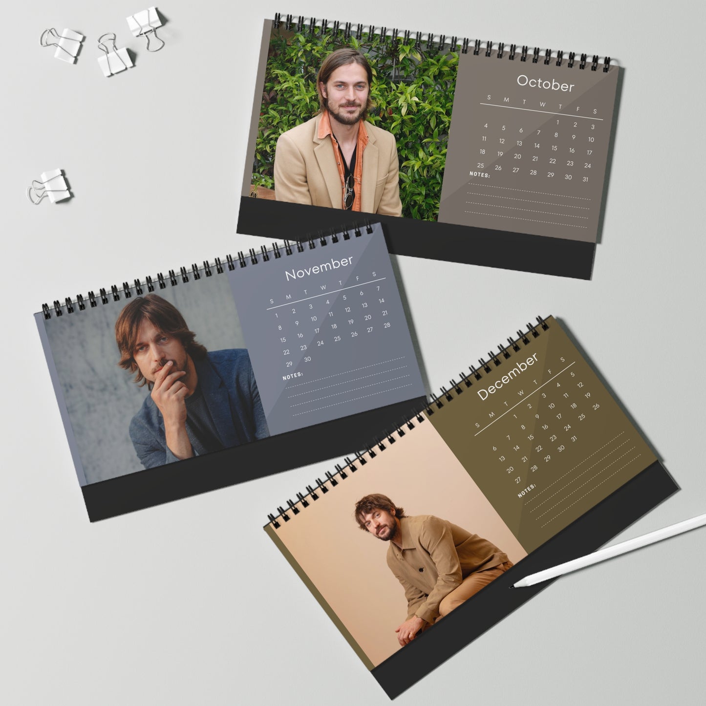 Lucas Bravo 2026 Desk Calendar | Premium Spiral Bound Celebrity Photo Calendar | Stylish Collectible Gift for Fans & Desk Décor