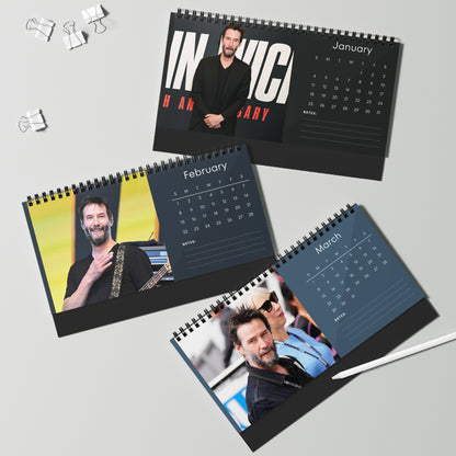 Keanu Reeves 2026 Desk Calendar | Premium Spiral Bound Celebrity Photo Calendar | High-Quality Fan Gift & Desk Décor