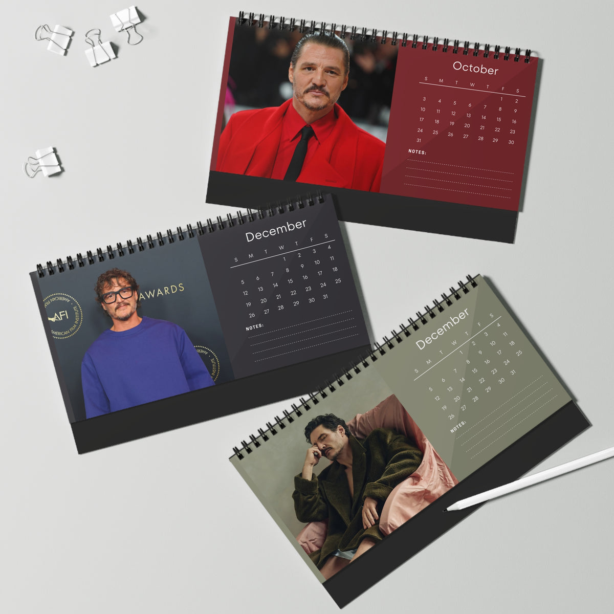 Pedro Pascal 2027 Desk Calendar Vol 1 | Spiral Bound Photo Calendar | Fan Gift