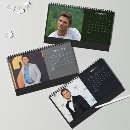 Scott Eastwood 2026 Desk Calendar | Premium Spiral Bound Celebrity Photo Calendar | High-Quality Fan Gift & Desk Décor