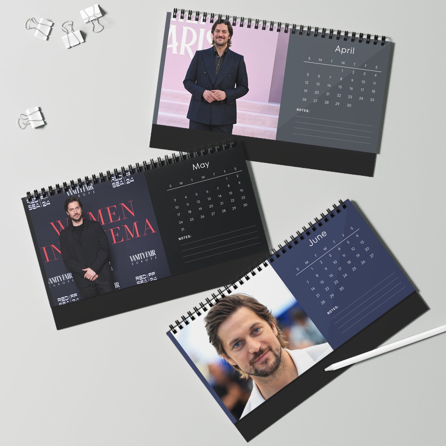 Lucas Bravo 2026 Desk Calendar | Premium Spiral Bound Celebrity Photo Calendar | High-Quality Fan Gift & Desk Décor