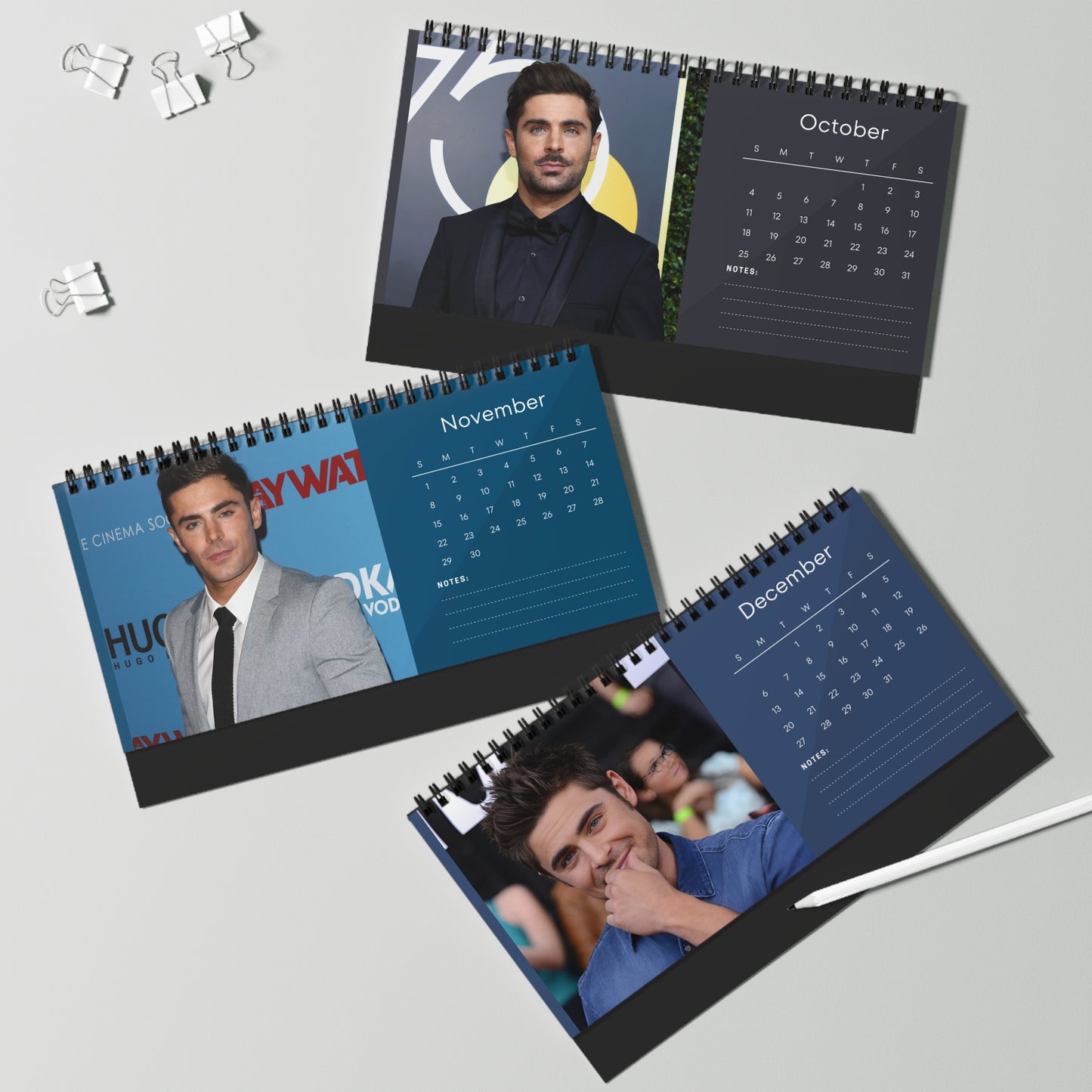 Zac Efron 2026 Desk Calendar | Actor Monthly Planner | Zac Efron Gift | Office Decor