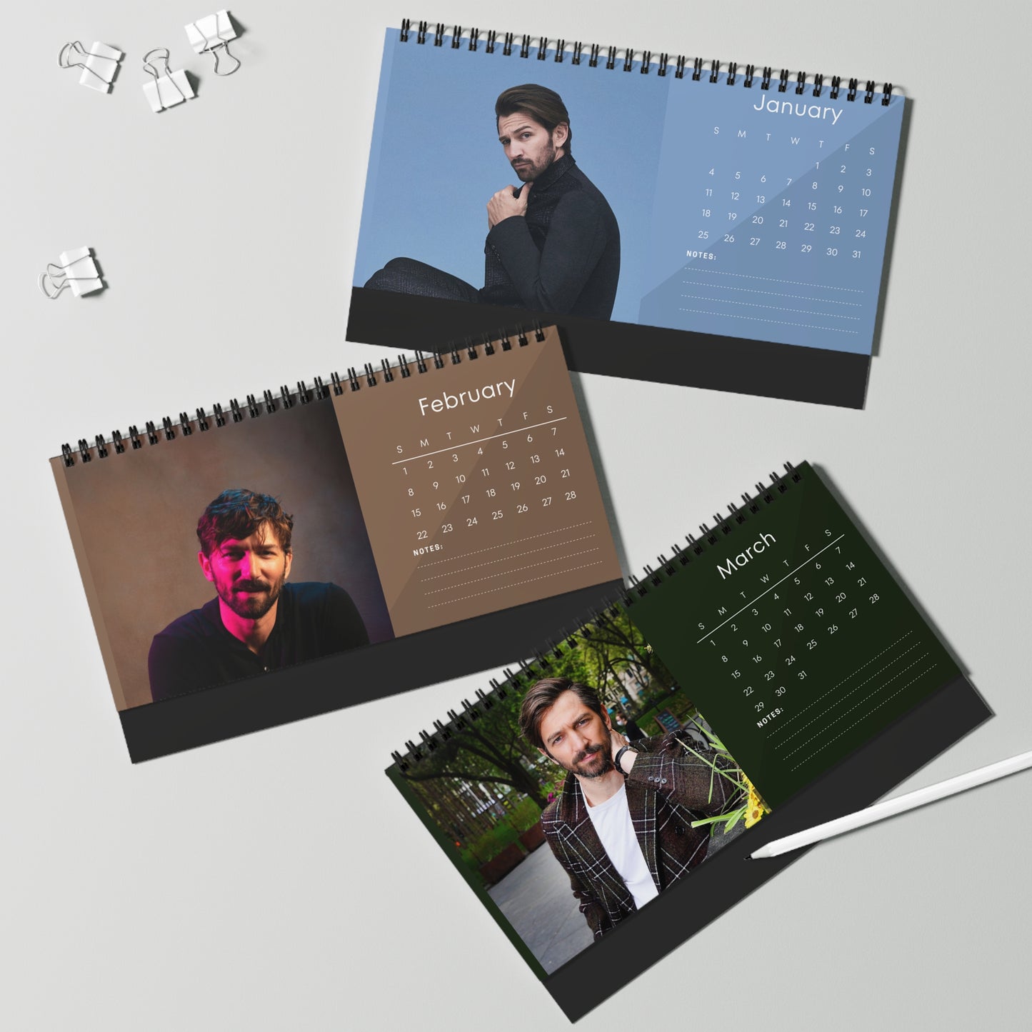 Michiel Huisman 2026 Desk Calendar | Premium Spiral Bound Celebrity Photo Calendar | Elegant Collectible Gift for Fans & Desk Décor