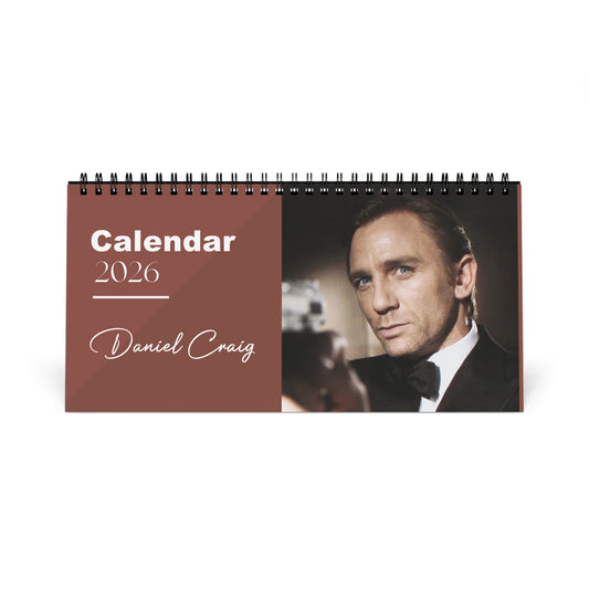 Daniel Craig 2026 Desk Calendar | Premium Spiral Bound Celebrity Photo Calendar | High-Quality Fan Gift & Desk Décor