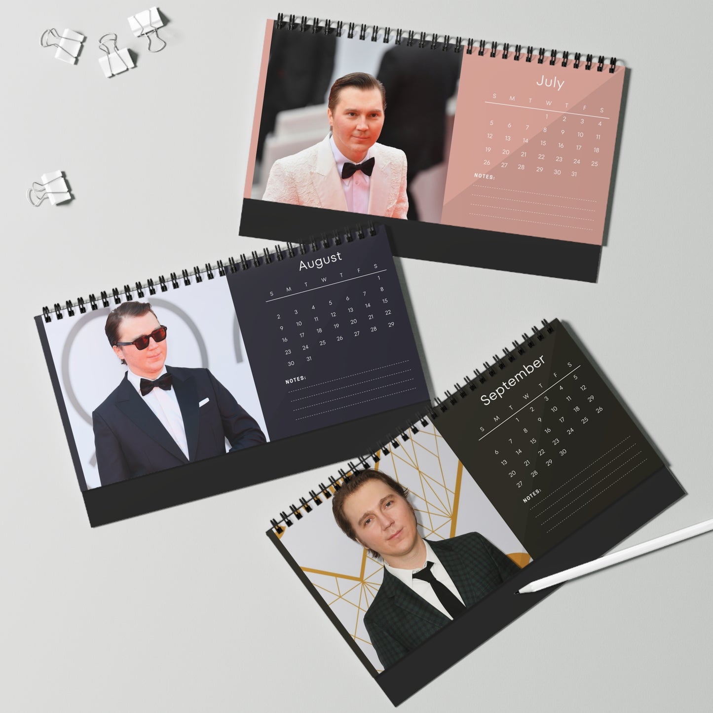 Paul Dano 2026 Desk Calendar | Premium Spiral Bound Celebrity Photo Calendar | Collectible Fan Gift | Stylish Desk & Office Décor