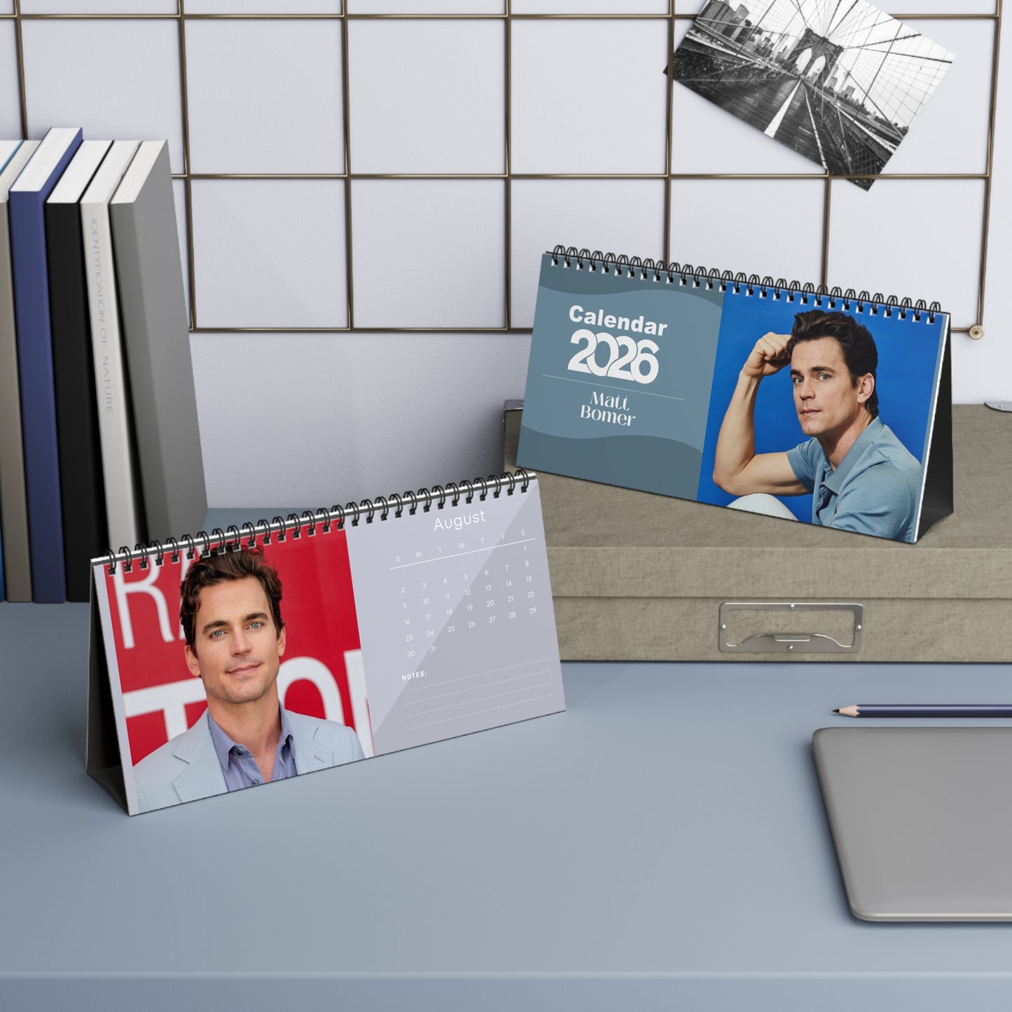 Matt Bomer 2026 Desk Calendar | Premium Spiral Bound Celebrity Photo Calendar | Collectible Fan Gift | Stylish Desk & Office Décor