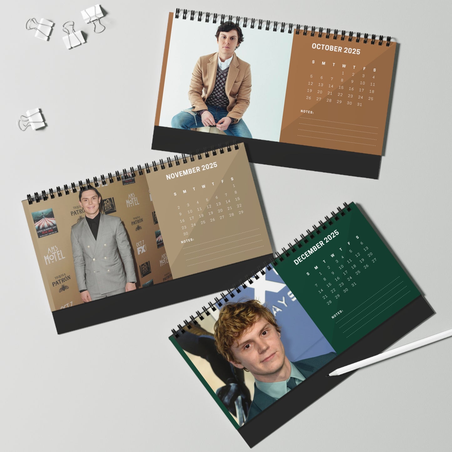 Evan Peters 2025 Desk Calendar | Evan Peters Calendar | Fan Gift