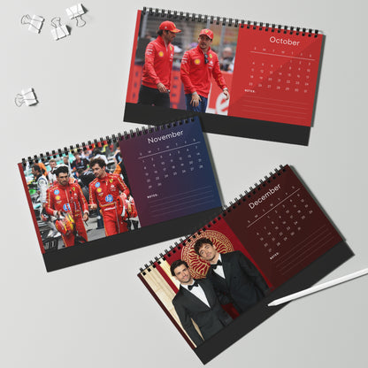 Charles Leclerc & Carlos Sainz 2026 Desk Calendar | F1 Racing Stars Spiral Bound Photo Calendar | Fan Collectible Gift | Stylish Desk Décor