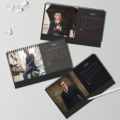 Taron Egerton 2026 Desk Calendar | Premium Spiral Bound Celebrity Photo Calendar | Collectible Fan Gift | Stylish Desk & Office Décor