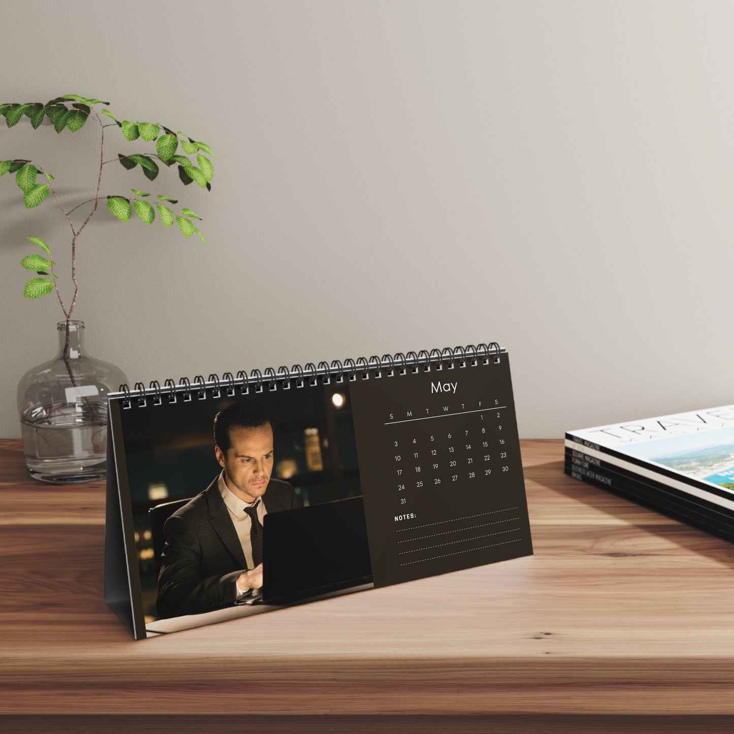Andrew Scott 2026 Desk Calendar | Celebrity Spiral Bound Photo Calendar | Fan Collectible Gift | Stylish Desk & Office Décor
