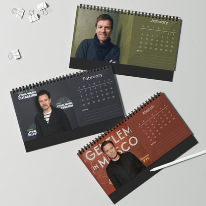 Ewan McGregor 2026 Desk Calendar | Premium Celebrity Photo Calendar | Obi-Wan Kenobi Star Gift | Stylish Desk Décor