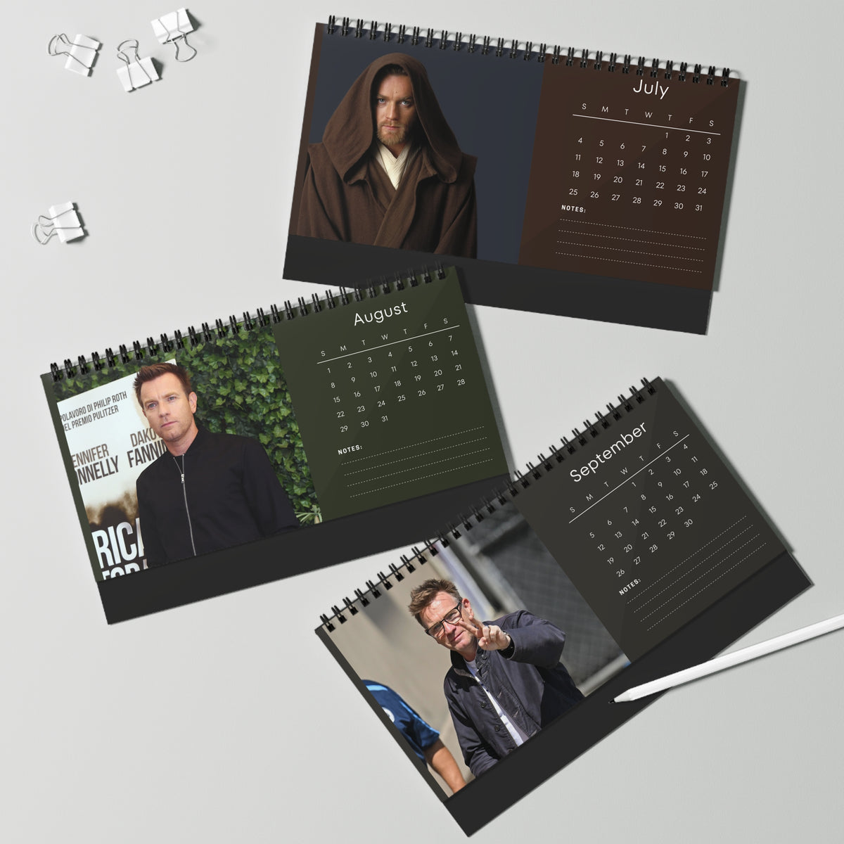 Ewan McGregor 2027 Desk Calendar Vol 3 | Spiral Bound Photo Calendar | Fan Gift