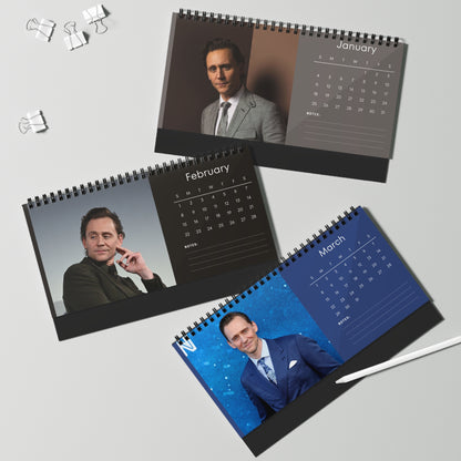 Tom Hiddleston 2026 Desk Calendar | Premium Spiral Bound Celebrity Photo Calendar | Collectible Fan Gift | Stylish Desk & Office Décor