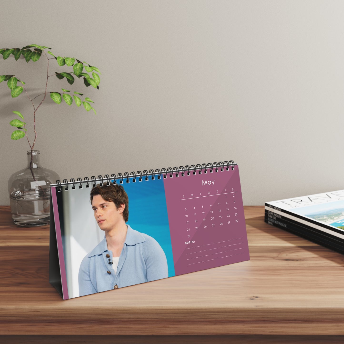 Nicholas Galitzine 2026 Desk Calendar | Premium Spiral Bound Celebrity Photo Calendar | Stylish Collectible Gift for Fans & Desk Décor