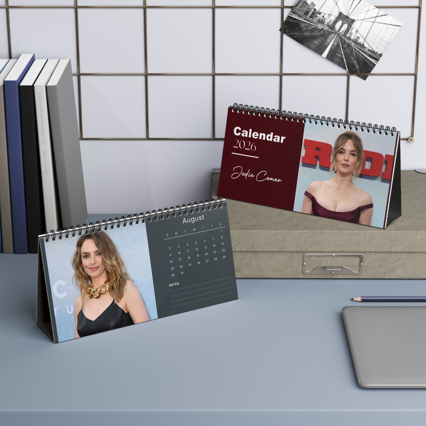 Jodie Comer 2026 Desk Calendar | Premium Spiral Bound Celebrity Photo Calendar | High-Quality Fan Gift & Desk Décor