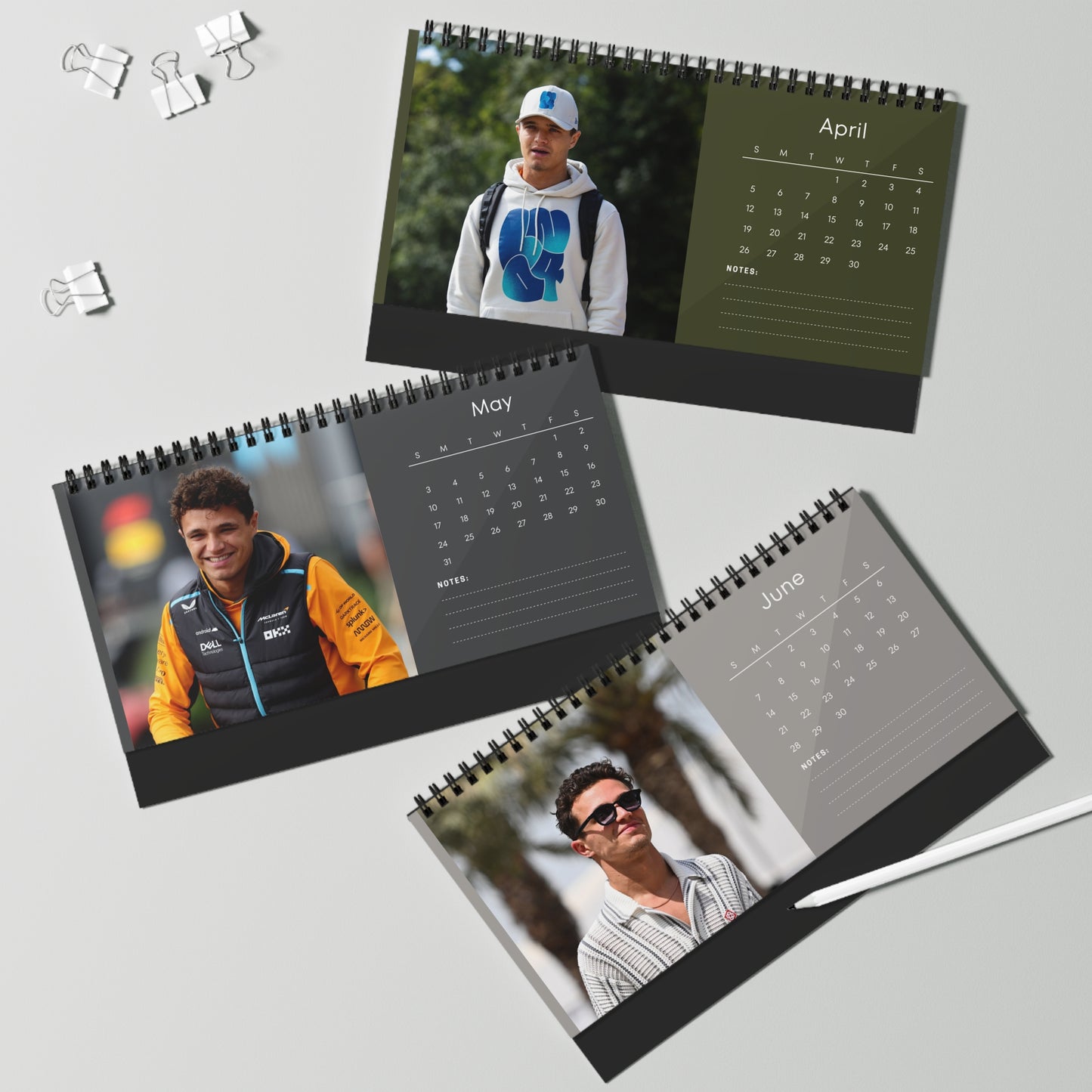 Lando Norris 2026 Desk Calendar | Premium Spiral Bound Celebrity Photo Calendar | Collectible Fan Gift | Stylish Desk & Office Décor