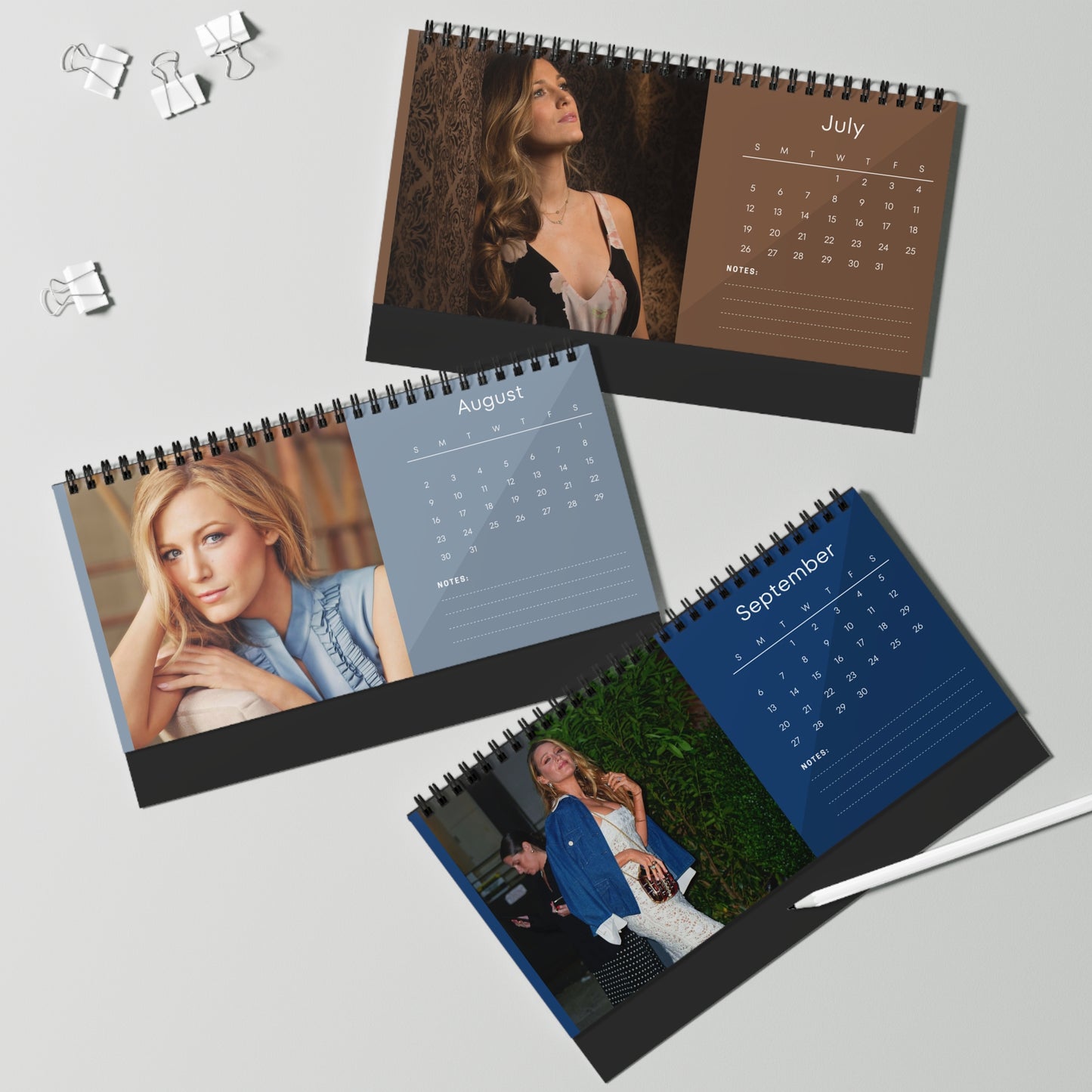 Blake Lively 2026 Desk Calendar | Celebrity Spiral Bound Photo Calendar | Fan Collectible Gift | Stylish Desk & Office Décor