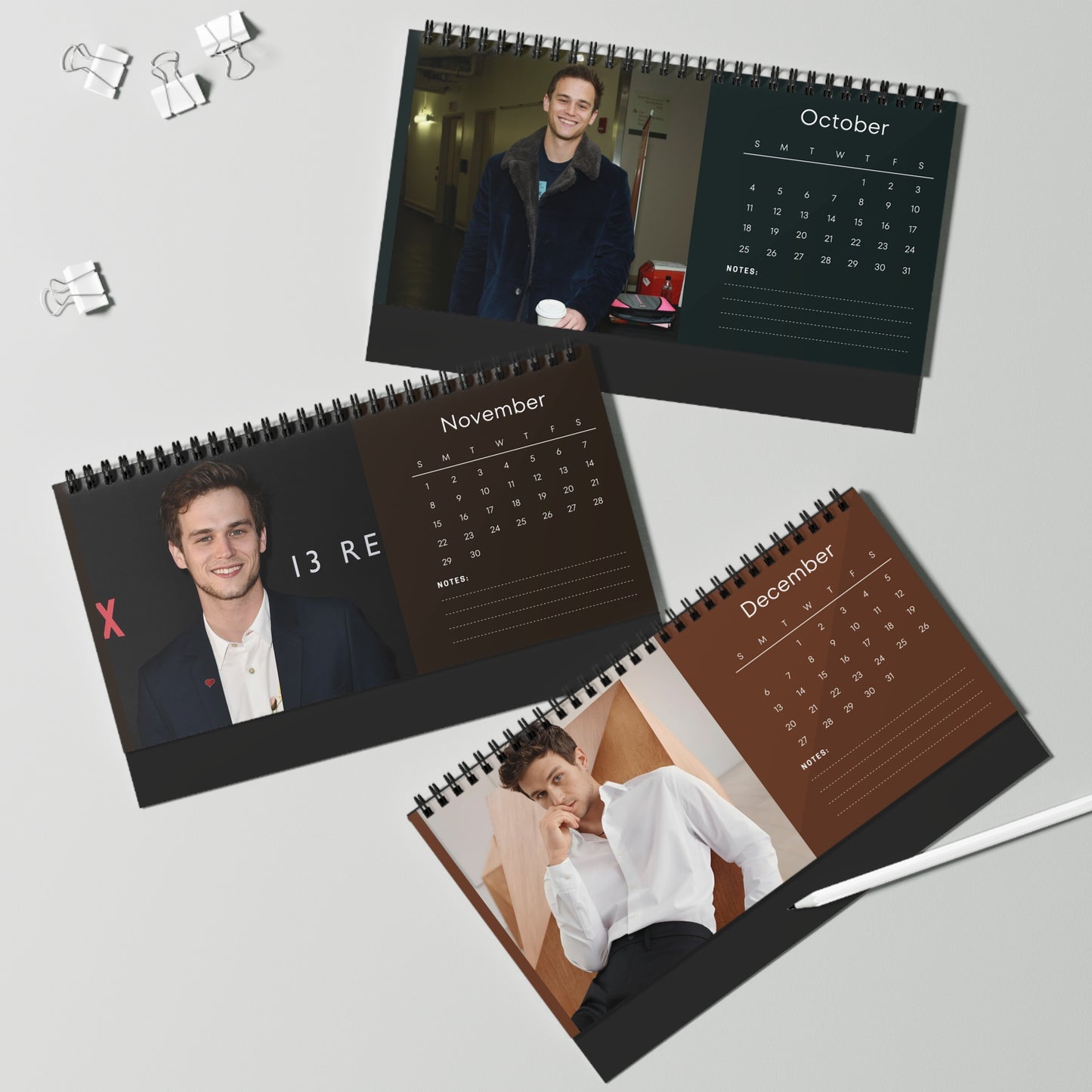 Brandon Flynn 2026 Desk Calendar | 13 Reasons Why Actor | TV Star Gift | Home Office Decor | Celebrity Planner