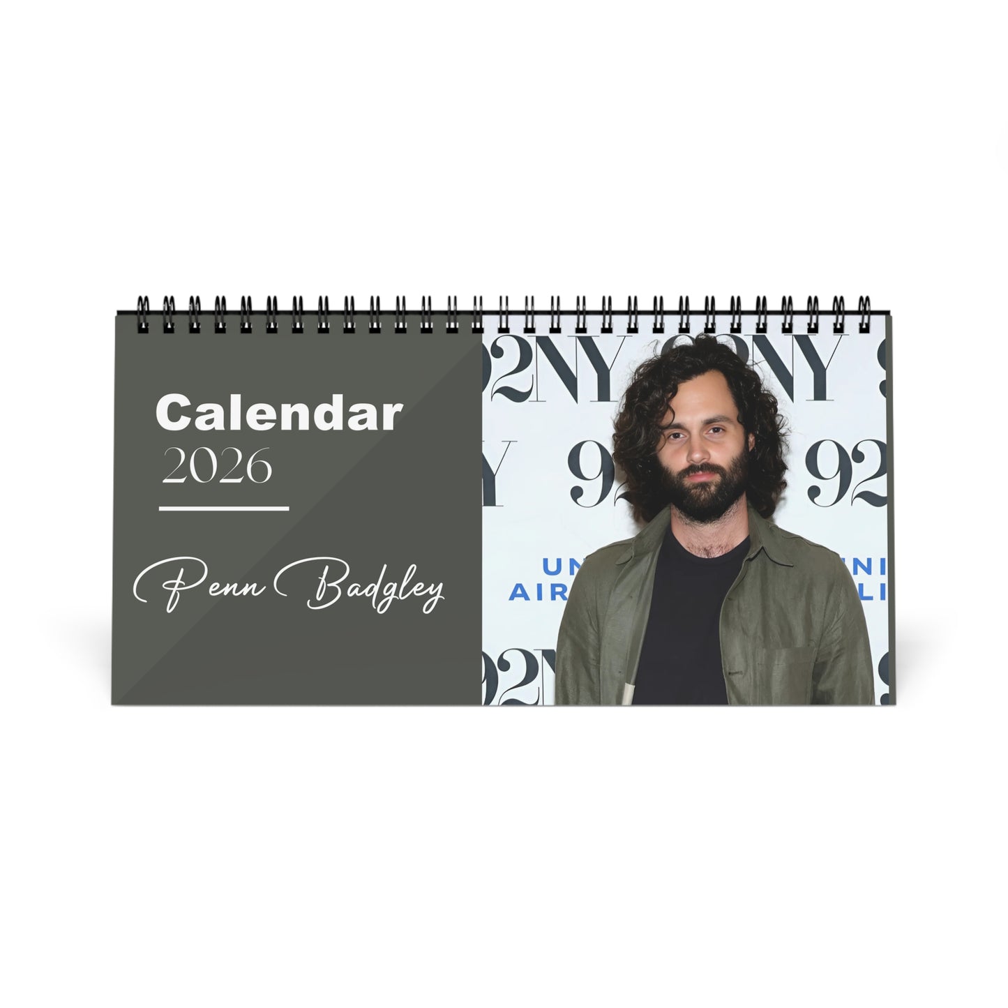 Penn Badgley 2026 Desk Calendar | Premium Spiral Bound Celebrity Photo Calendar | Fan Gift & Stylish Desk Decor