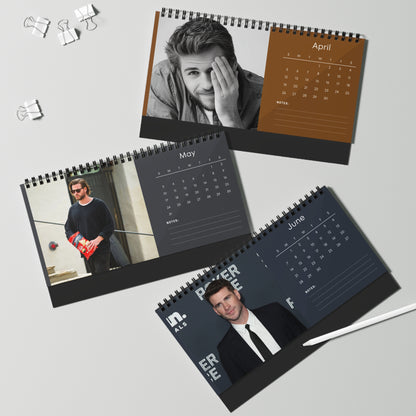 Liam Hemsworth 2026 Desk Calendar | Hunger Games Actor | The Diplomat Gift | Celebrity Desk Decor | Office Calendar