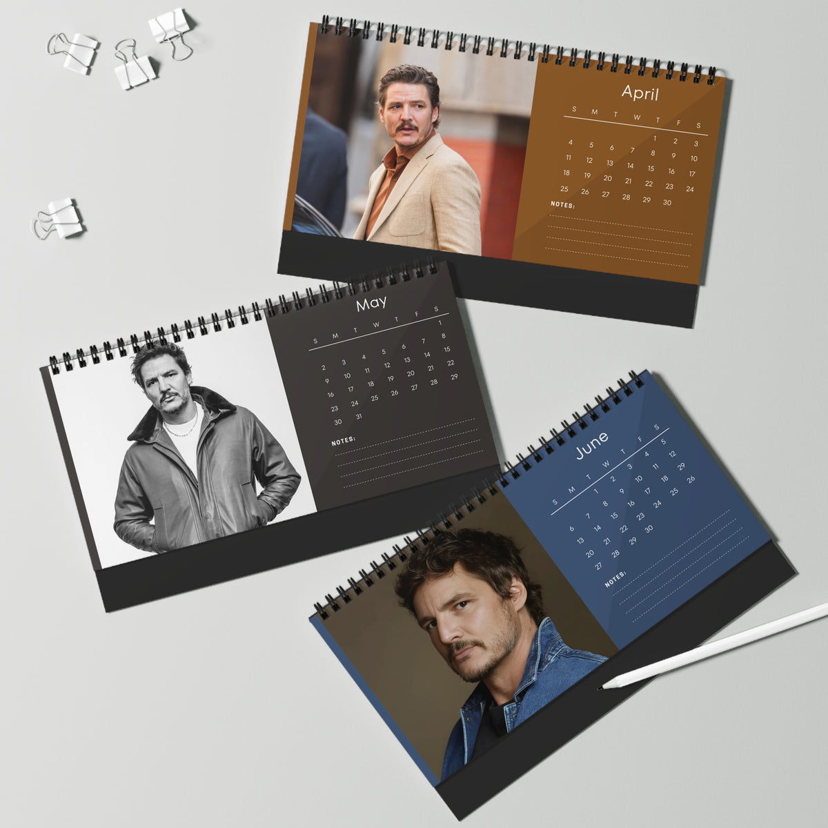 Pedro Pascal 2027 Desk Calendar Vol 1 | Spiral Bound Photo Calendar | Fan Gift