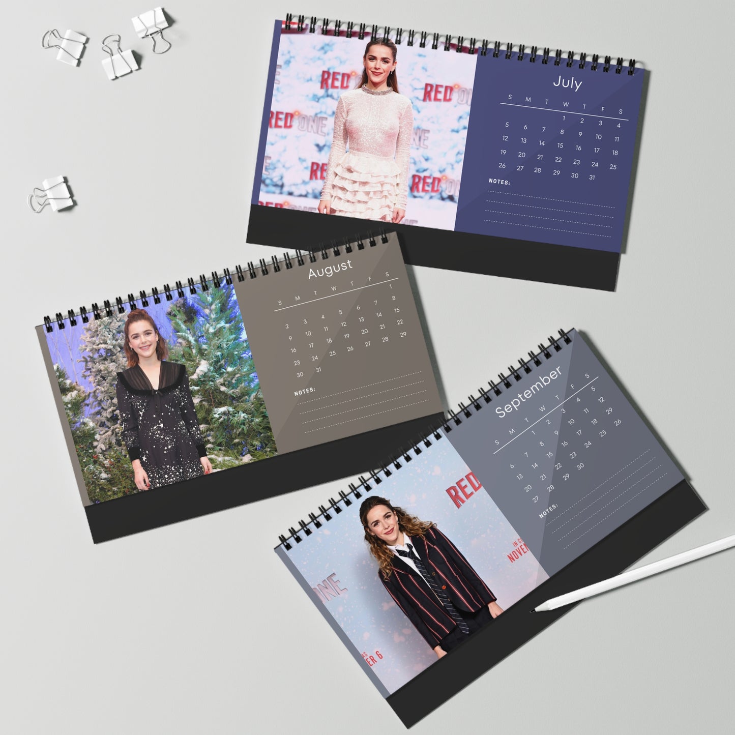 Kiernan Shipka 2026 Desk Calendar | Premium Spiral Bound Celebrity Photo Calendar | High-Quality Fan Gift & Desk Décor