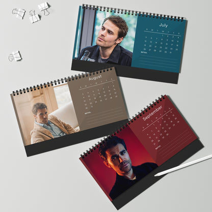 Paul Wesley 2026 Desk Calendar | Premium Spiral Bound Celebrity Photo Calendar | High-Quality Fan Gift & Desk Décor