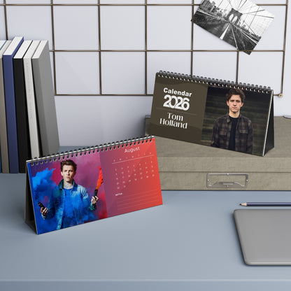 Tom Holland 2026 Desk Calendar | Celebrity Spiral Bound Photo Calendar | Fan Collectible Gift | Stylish Desk & Office Décor