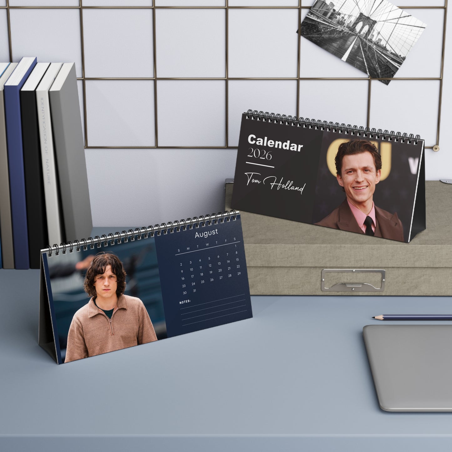 Tom Holland 2026 Desk Calendar | Premium Spiral Bound Celebrity Photo Calendar | High-Quality Fan Gift & Desk Décor