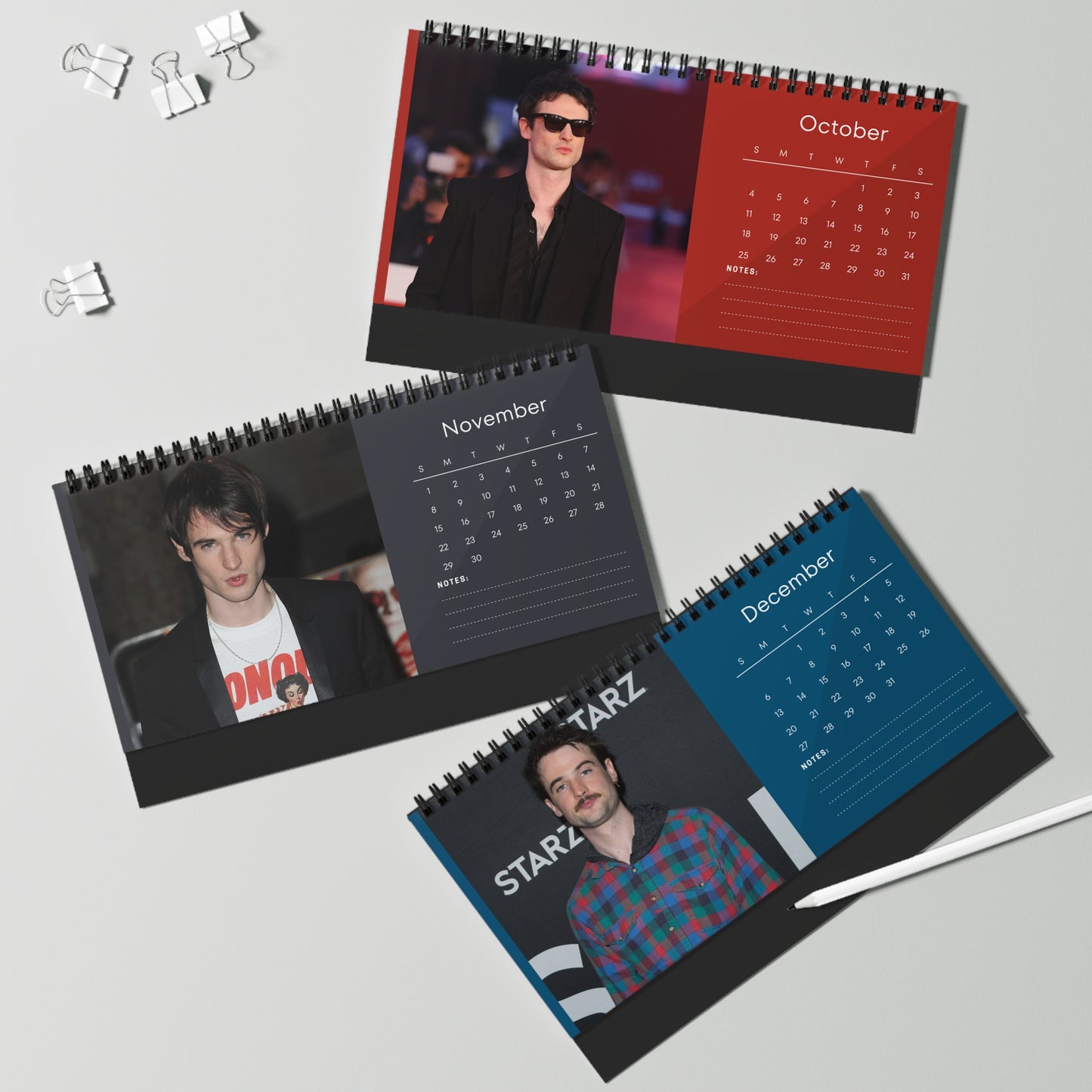 Tom Sturridge 2026 Desk Calendar | Star Photo Calendar | Actor Gift for Fans