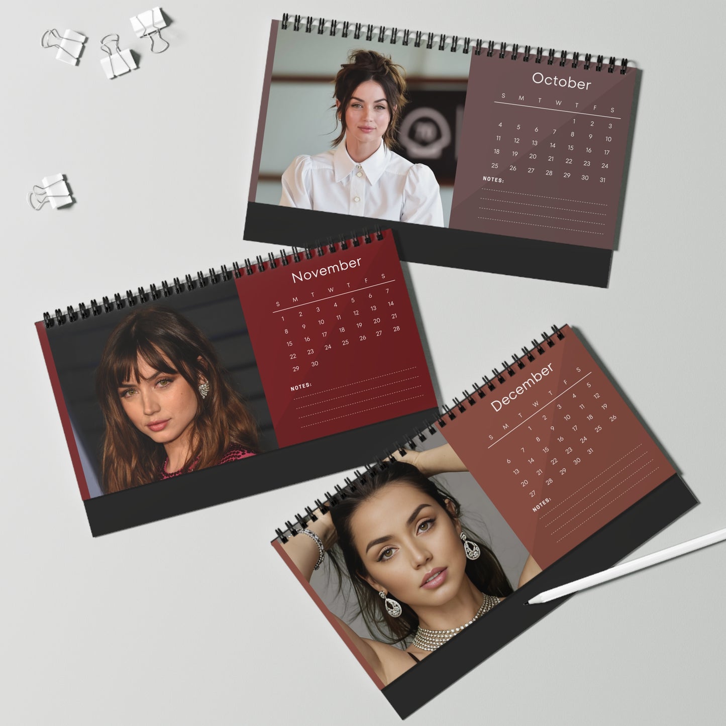 Ana de Armas 2026 Desk Calendar | Actress Monthly Planner | Ana de Armas Gift | Bond Girl Calendar | Office Decor