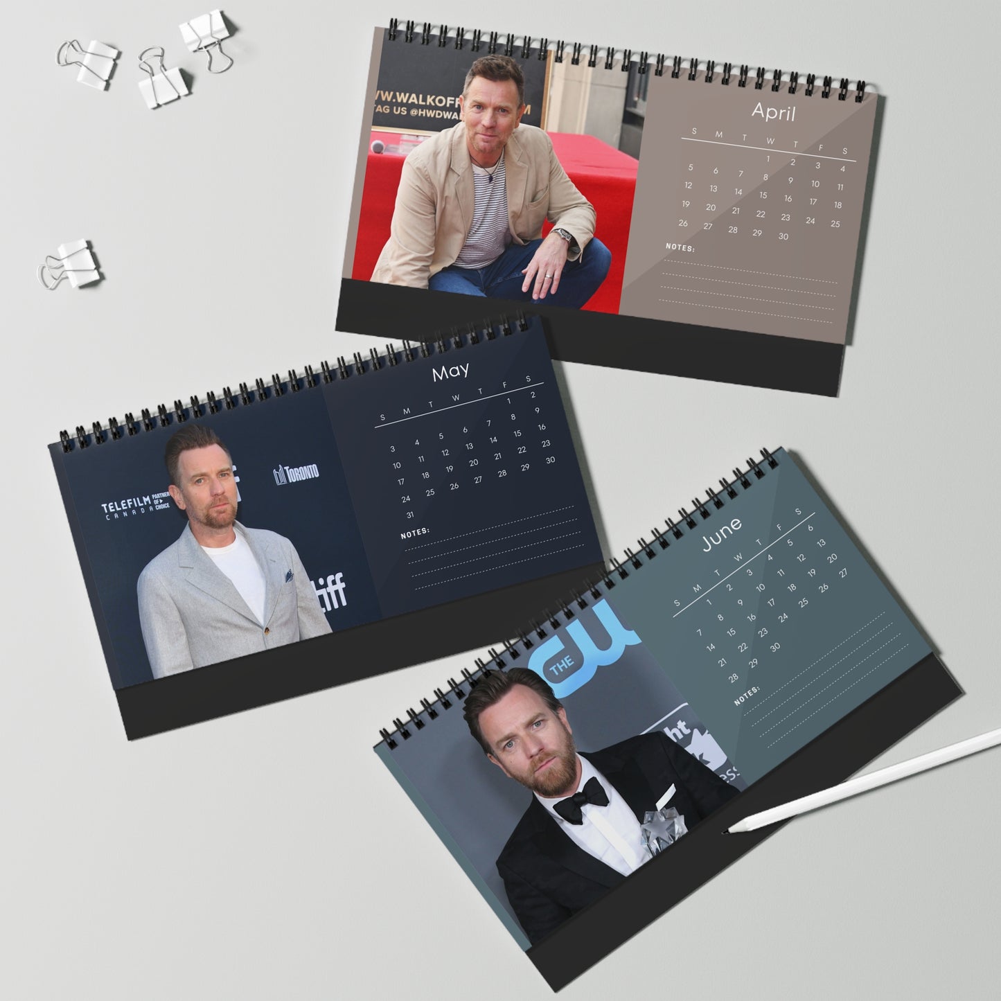 Ewan McGregor 2026 Desk Calendar | Premium Celebrity Photo Calendar | Obi-Wan Kenobi Star Gift | Stylish Desk Décor