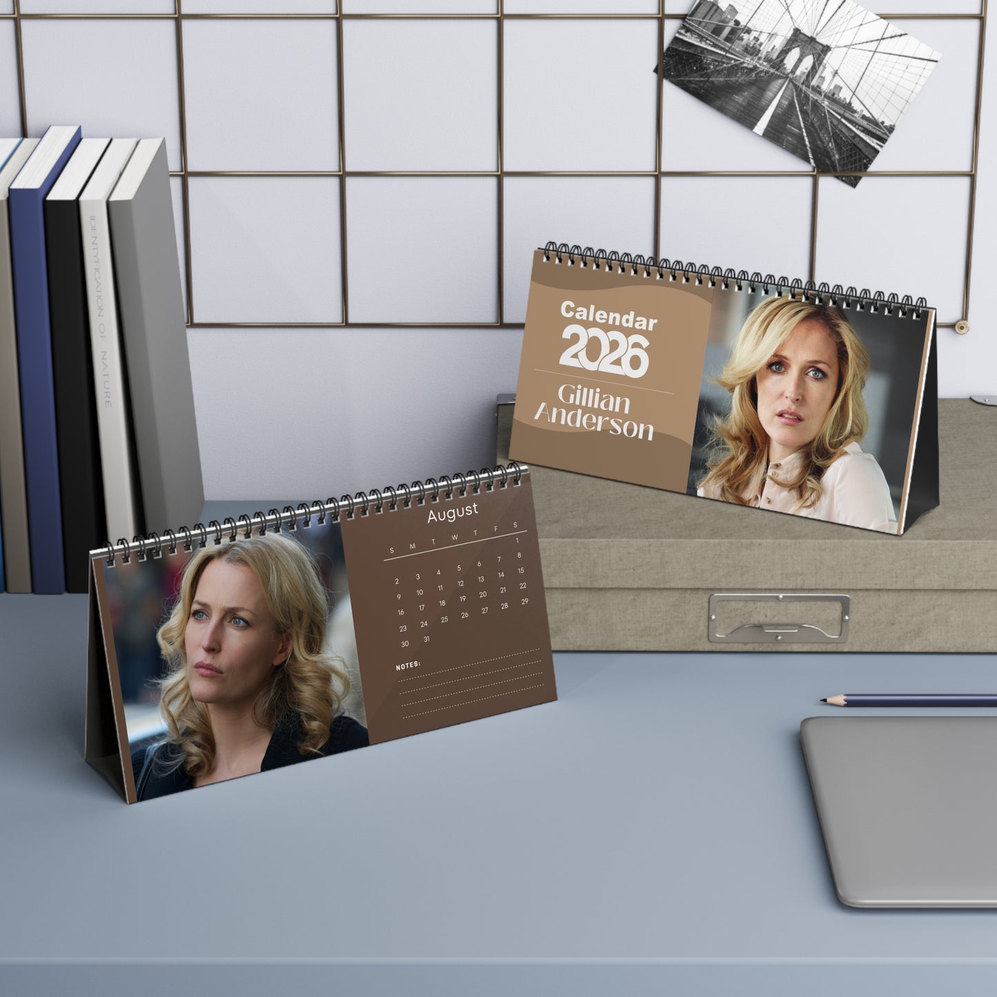 Gillian Anderson 2026 Desk Calendar | Celebrity Spiral Bound Photo Calendar | Fan Collectible Gift | Stylish Desk & Office Décor