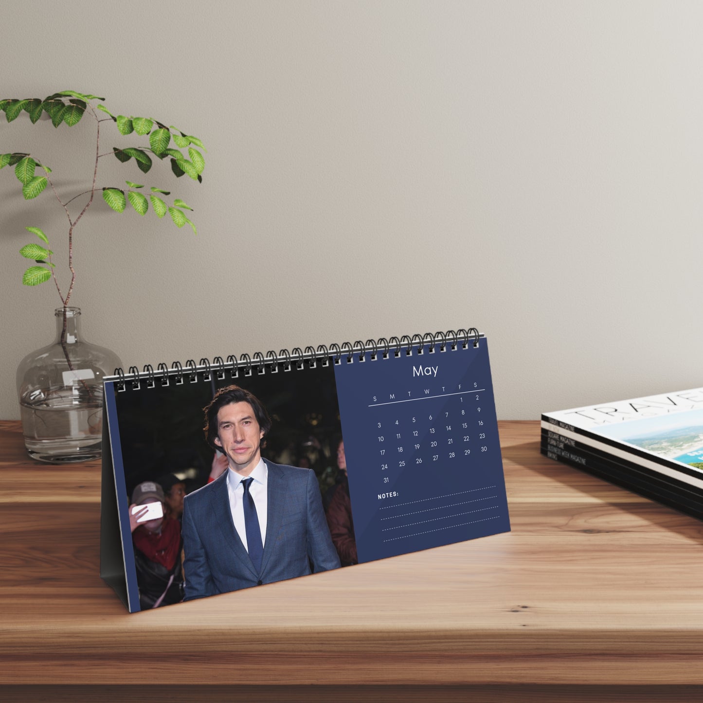 Adam Driver 2026 Desk Calendar | Premium Spiral Bound Celebrity Photo Calendar | Collectible Fan Gift | Stylish Desk & Office Décor