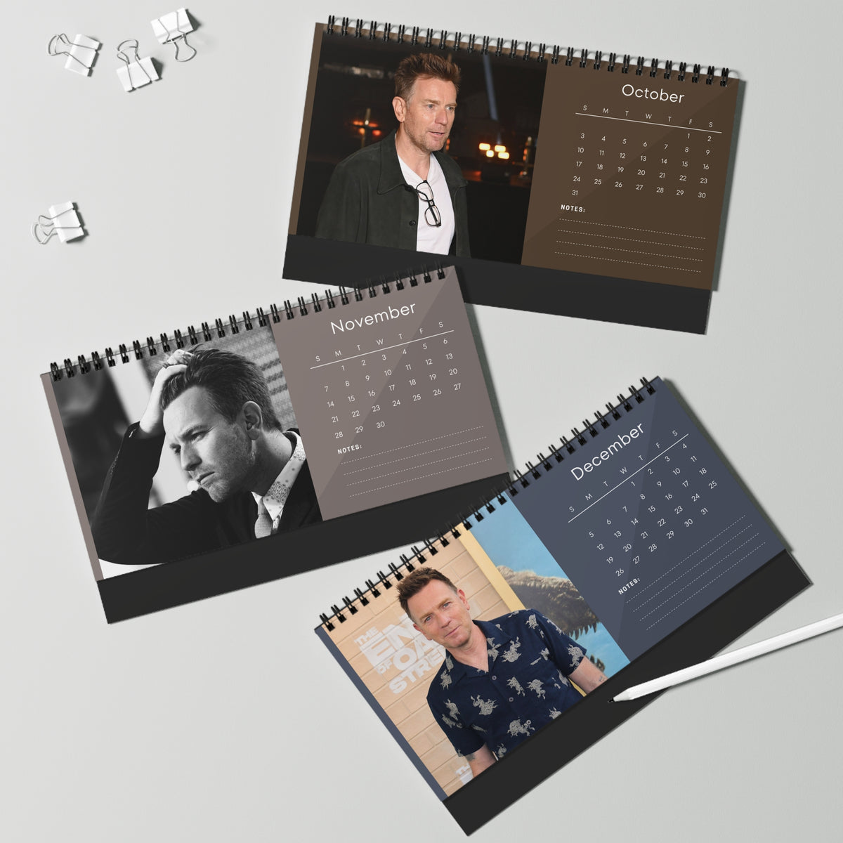 Ewan McGregor 2027 Desk Calendar Vol 3 | Spiral Bound Photo Calendar | Fan Gift