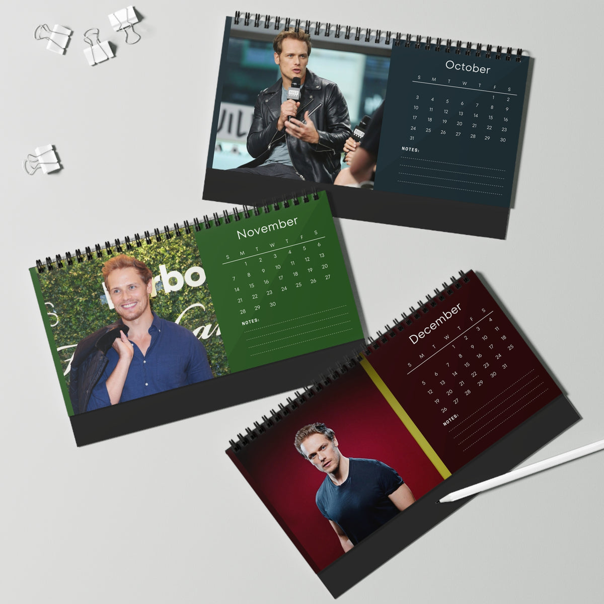 Sam Heughan 2027 Desk Calendar Vol 2 | Spiral Bound Photo Calendar | Fan Gift