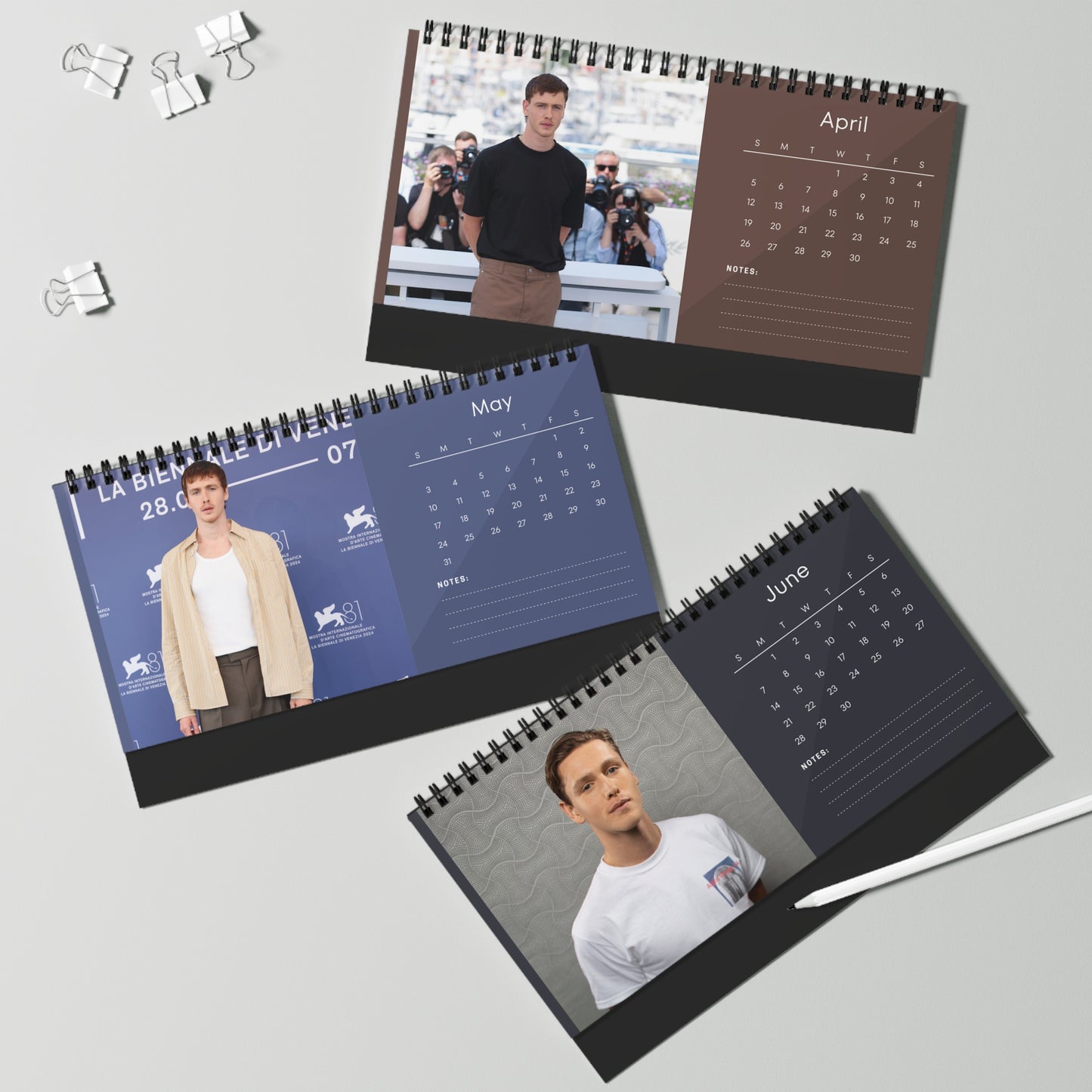 Harris Dickinson 2026 Desk Calendar | Hollywood Star | Stylish Celebrity Desk Décor | Fan Gift for Movie Lovers & Collectors