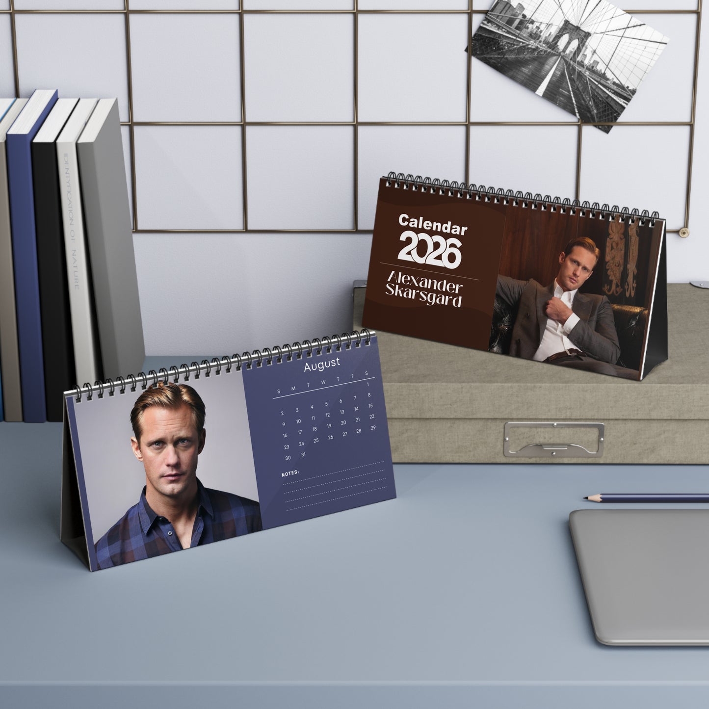 Alexander Skarsgård 2026 Desk Calendar | Premium Spiral Bound Celebrity Photo Calendar | Collectible Fan Gift | Stylish Desk & Office Décor